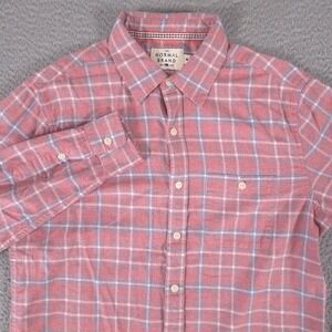 The Normal Brand Mens Medium Salmon Plaid Flannel Lightweight Outdoor Preppy